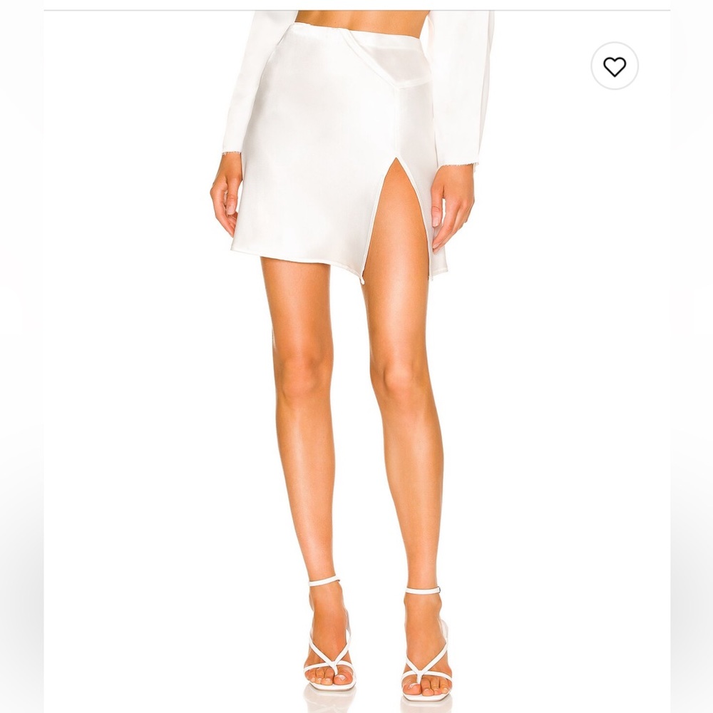 NWT $296 NONCHALANT LABEL REVOLVE Karmen Slit Skirt 100% Silk Silver Size XS